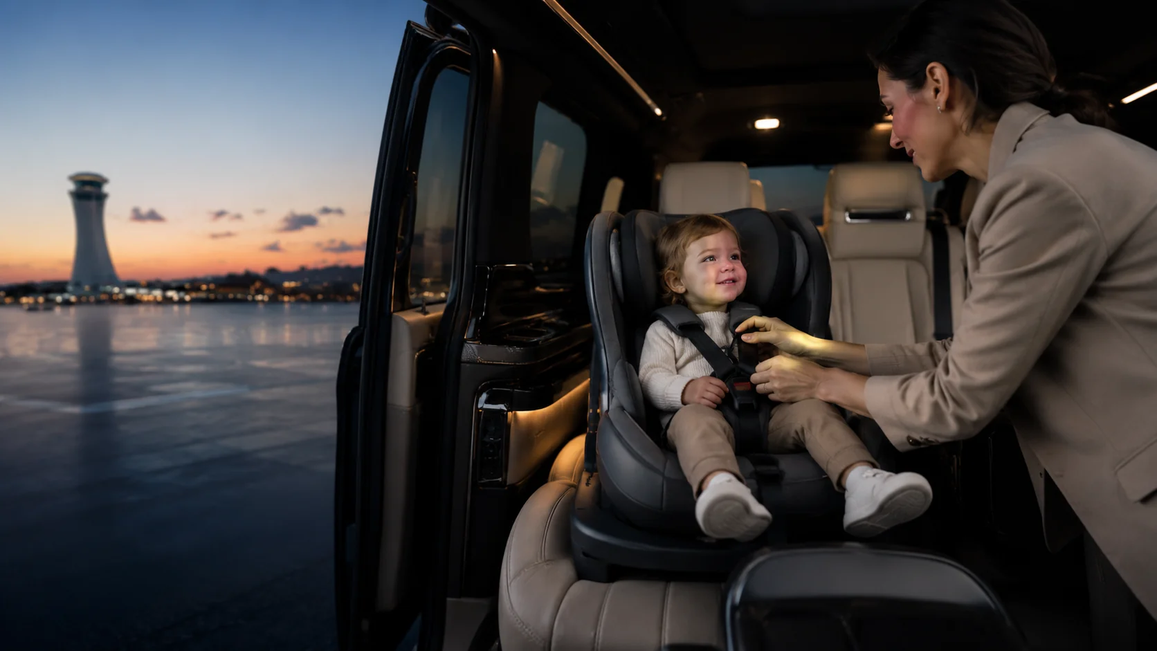 Bebek koltuğu rehberi için aile transfer aracı