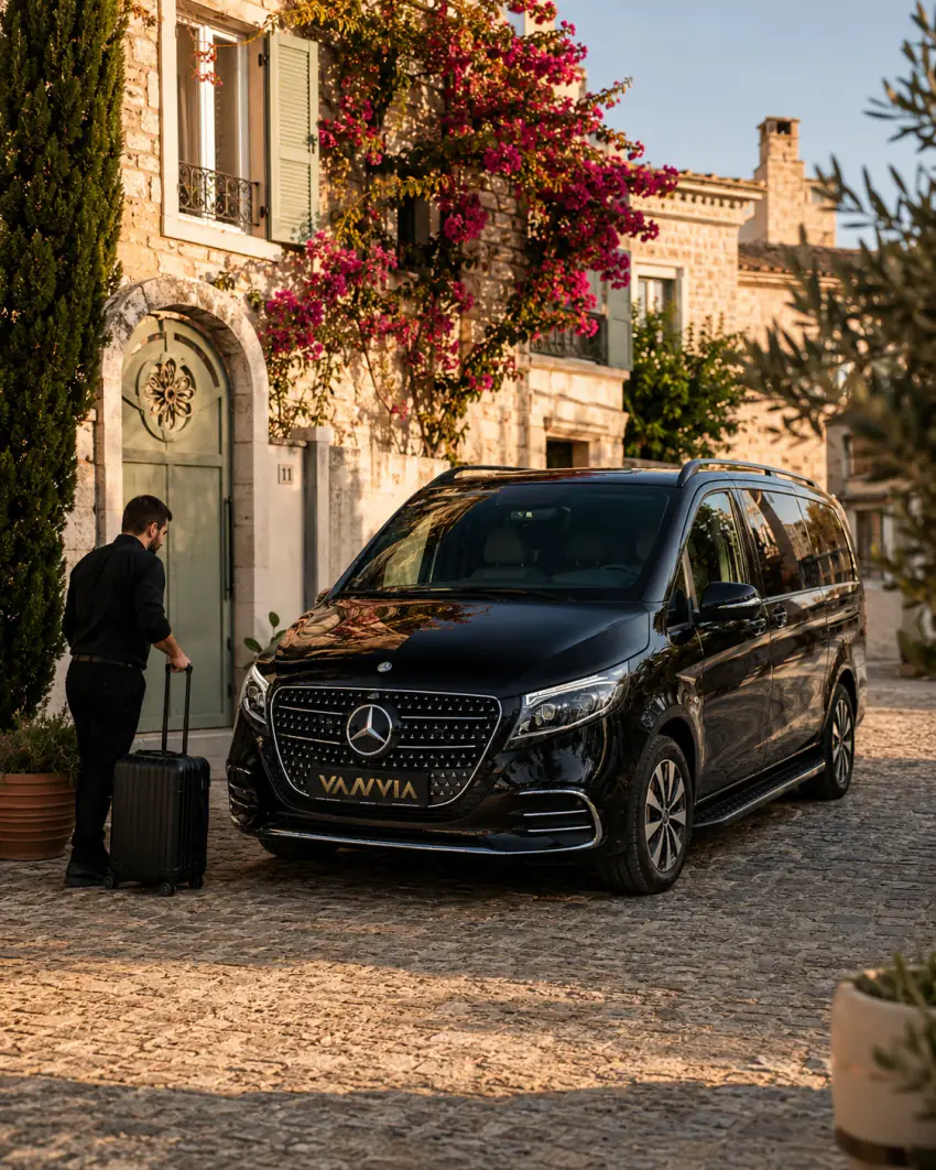 Vanvia-Fahrer beim Gepäckservice am Eingang eines Boutique-Hotels in Alaçatı