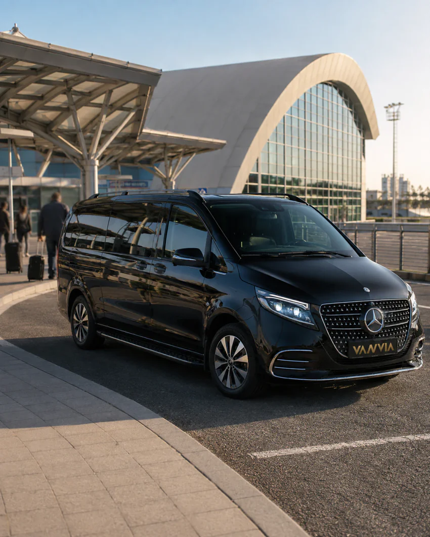 Mercedes-Benz Vito VIP waiting at the ADB Adnan Menderes Airport terminal