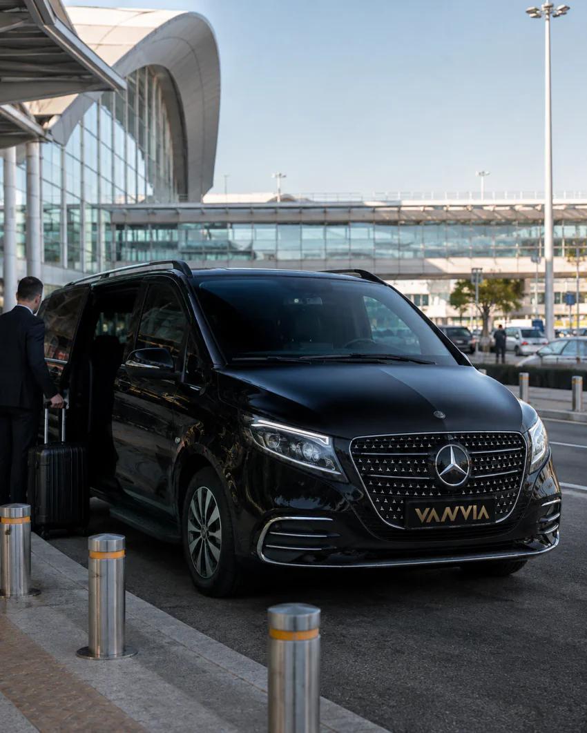 Mercedes-Benz Vito VIP being loaded with luggage at the ADB Adnan Menderes Airport terminal