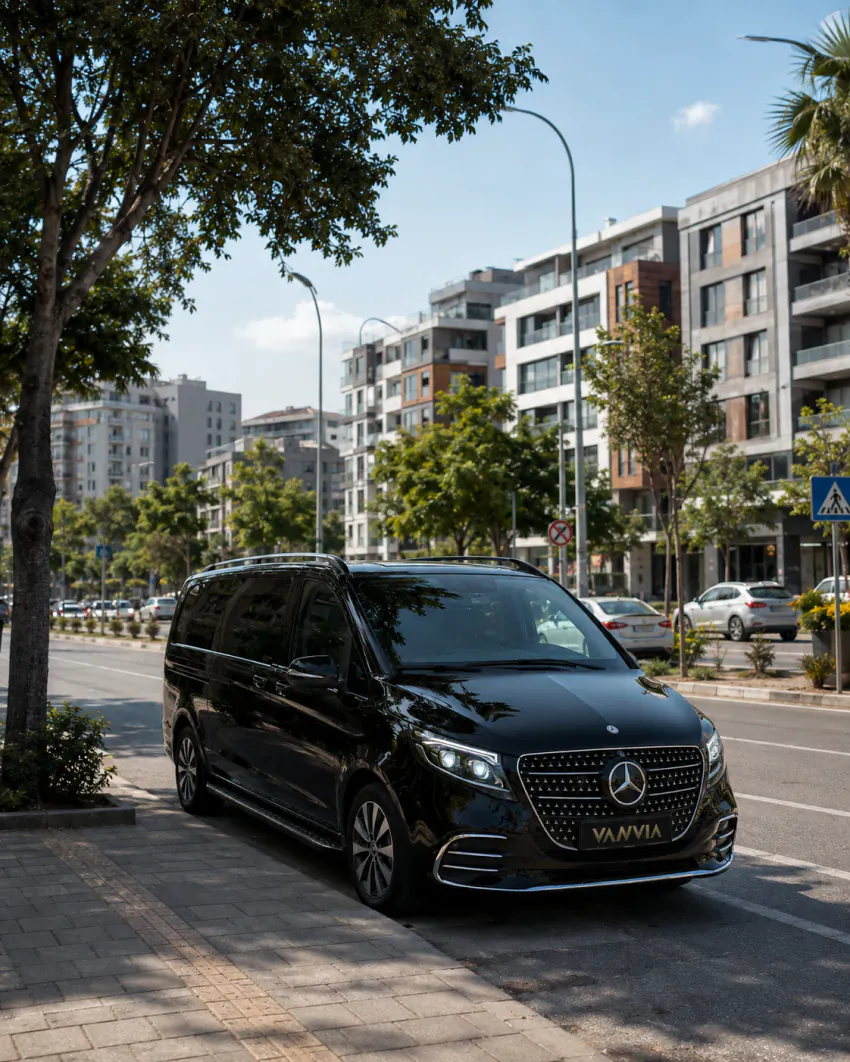 Mercedes-Benz Vito VIP parked on a street lined with modern residential blocks