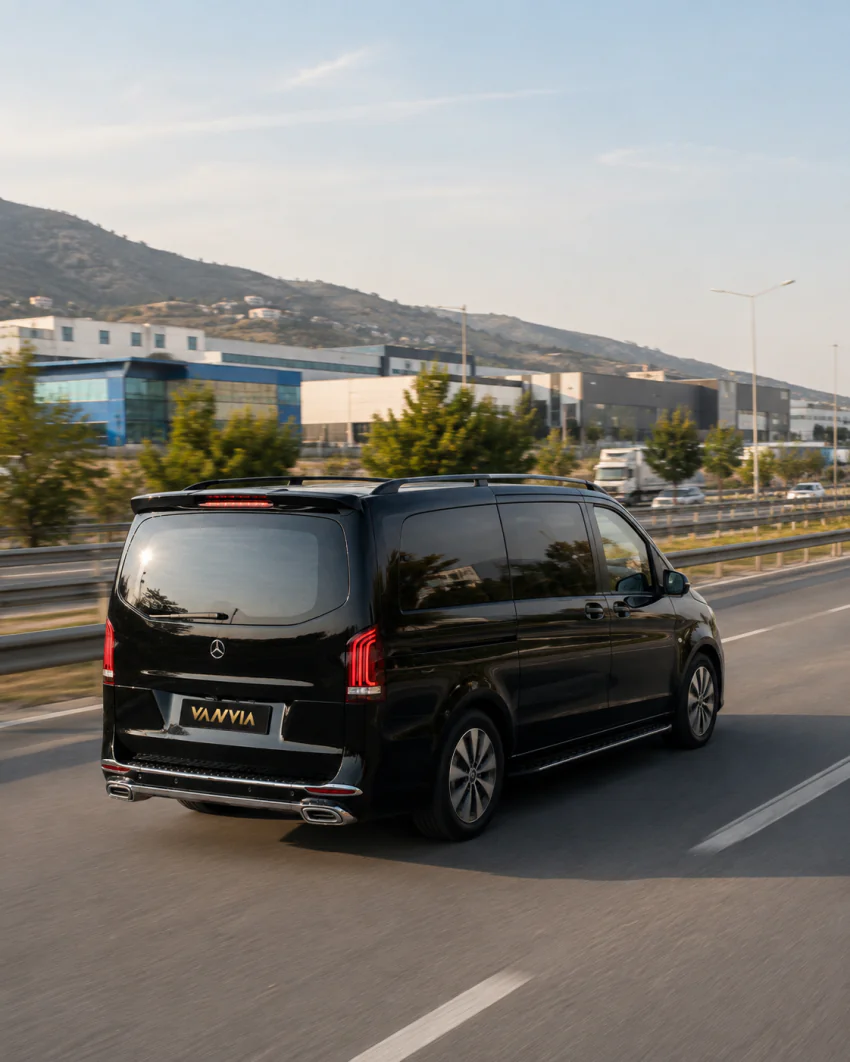 Der Mercedes-Benz Vito VIP durchquert den Industriekorridor auf der Autobahn